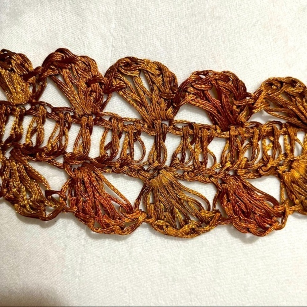 Vintage Artisan Hand Crafted Copper Wire Macramé Weaved Belt - Picture 7 of 16